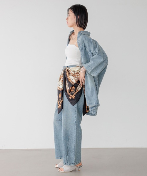 BAYFLOW（ベイフロー）の「デニムチュニックシャツ（シャツ/ブラウス・レディース・インディゴブルー/サックスブルー・FREE）」の5枚目の写真