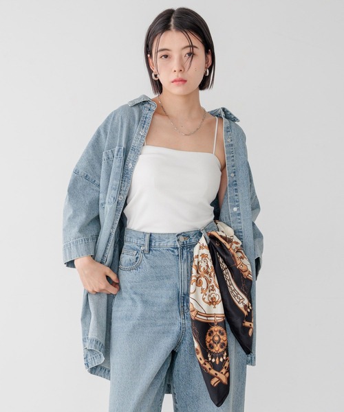 BAYFLOW（ベイフロー）の「デニムチュニックシャツ（シャツ/ブラウス・レディース・インディゴブルー/サックスブルー・FREE）」の9枚目の写真