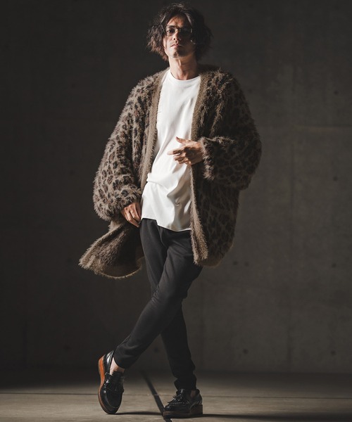 GLIMCLAP（グリムクラップ）の「mcg3664-Minimai detail cardigan -Leopard feather yarn sweater- ニットカーディガン（カーディガン/ボレロ・メンズ・レオパード・S/M/L）」の6枚目の写真