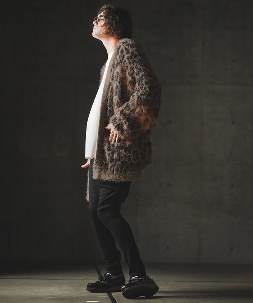 GLIMCLAP（グリムクラップ）の「mcg3664-Minimai detail cardigan -Leopard feather yarn sweater- ニットカーディガン（カーディガン/ボレロ・メンズ・レオパード・S/M/L）」の8枚目の写真