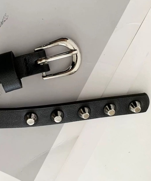 セール】Y2K ロックスタッズ ベルト/ グランジ系 細ベルト レザー