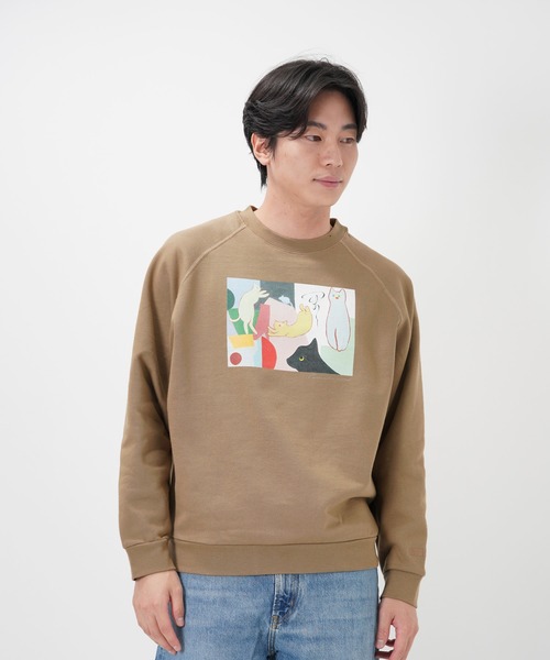 Common Noun(コモン ナウン)の「“CAT”&“DOG” Kana Akiyama 裏起毛ラグランクルースウェット(スウェット・レディース・杢グレー/ブラック/レッド/ベージュ/ネイビー・M/L/XL)」の3枚目の写真