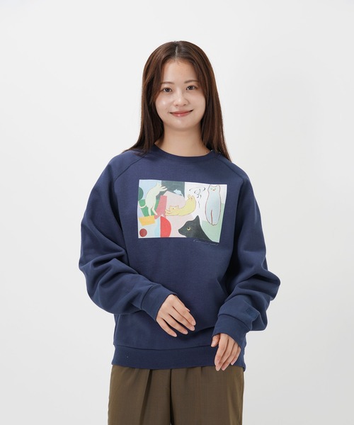 Common Noun(コモン ナウン)の「“CAT”&“DOG” Kana Akiyama 裏起毛ラグランクルースウェット(スウェット・レディース・杢グレー/ブラック/レッド/ベージュ/ネイビー・M/L/XL)」の4枚目の写真