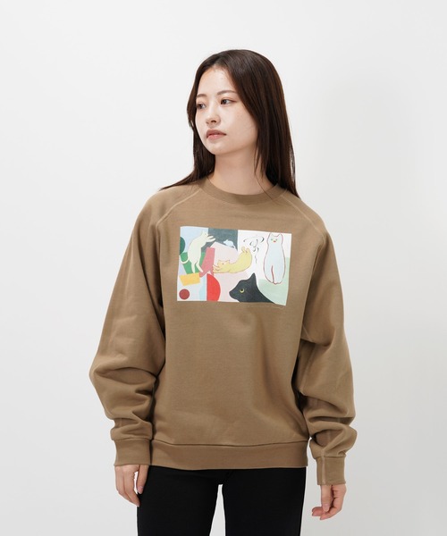 Common Noun(コモン ナウン)の「“CAT”&“DOG” Kana Akiyama 裏起毛ラグランクルースウェット(スウェット・レディース・杢グレー/ブラック/レッド/ベージュ/ネイビー・M/L/XL)」の15枚目の写真