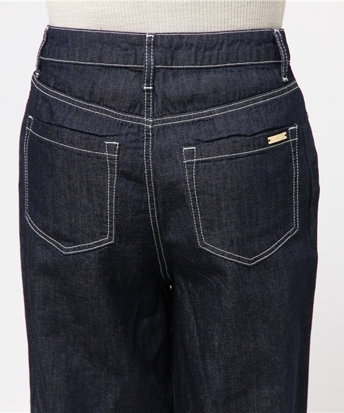 OUTLET（アウトレット）の「【DouDou】白ステッチデニムワイドPT（デニムパンツ・レディース・ブラック/インディゴブルー・38/36）」の7枚目の写真