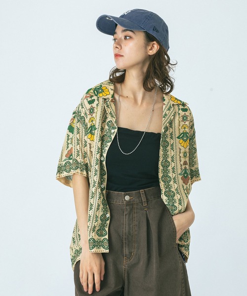 HLAADA for ROSEBUD)FLOWER LINE SHORT SLEEVE SHIRTS（シャツ