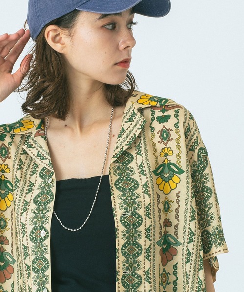 HLAADA for ROSEBUD)FLOWER LINE SHORT SLEEVE SHIRTS（シャツ