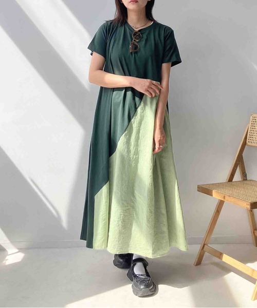AS KNOW AS plus(アズノゥアズプラス)の「●接触冷感 切替えデザインロングワンピース(ワンピース・レディース・ブラック/ダークグリーン/ネイビー/オレンジ/ブラック系/ネイビー系/ダークグリーン系・FREE)」の21枚目の写真