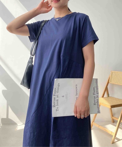 AS KNOW AS plus(アズノゥアズプラス)の「●接触冷感 切替えデザインロングワンピース(ワンピース・レディース・ブラック/ダークグリーン/ネイビー/オレンジ/ブラック系/ネイビー系/ダークグリーン系・FREE)」の19枚目の写真