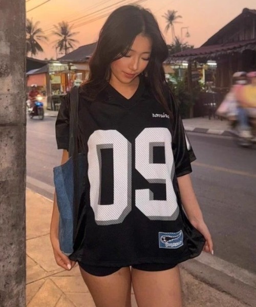 FreeZone(フリーゾーン)の「ナンバリングメッシュフットボールTシャツ(Tシャツ/カットソー・メンズ・ブラック/ネイビー/グリーン・F)」の18枚目の写真
