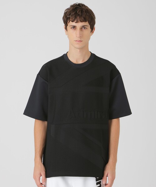 BLACK LABEL CRESTBRIDGE(ブラックレーベル・クレストブリッジ)の「【BLACK lab.×Admiral】ニットドッキングアイコンTシャツ(Tシャツ/カットソー・メンズ・オフホワイト/ブラック・M/L/XL)」の1枚目の写真