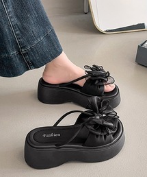 ビッグリボン厚底サンダル 履きやすい夏靴