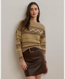 LAUREN RALPH LAUREN / ローレン ラルフ ローレン ストライプド ポインテール コットンブレンド セーター RALPH LAUREN｜ストライプド ポインテール コットンブレンド