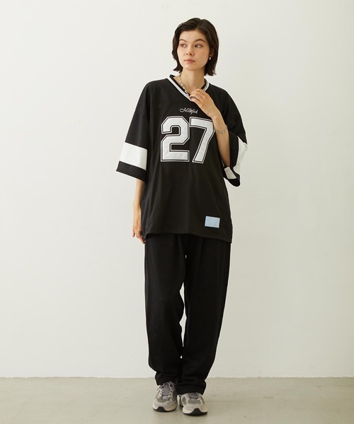MILKFED.(ミルクフェド)の「HEAVEN27 FOOTBALL SHIRT(Tシャツ/カットソー・レディース・ライトブルー/ブラック/ライトピンク・ONE SIZE)」の21枚目の写真