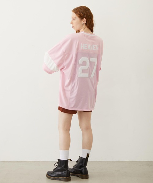 MILKFED.(ミルクフェド)の「HEAVEN27 FOOTBALL SHIRT(Tシャツ/カットソー・レディース・ライトブルー/ブラック/ライトピンク・ONE SIZE)」の8枚目の写真