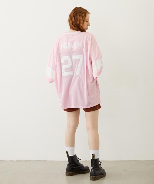 MILKFED.(ミルクフェド)の「HEAVEN27 FOOTBALL SHIRT(Tシャツ/カットソー・レディース・ライトブルー/ブラック/ライトピンク・ONE SIZE)」の9枚目の写真