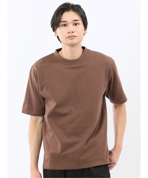 TAKA-Q(タカキュー)の「タカキュー ダブルフェイス ポンチ クルーネック 半袖 Tシャツ(Tシャツ/カットソー・メンズ・ネイビー/ホワイト/ライトグレー/ブラウン・LARGE/X-LARGE/MEDIUM)」の4枚目の写真