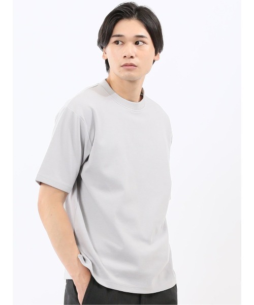 TAKA-Q(タカキュー)の「タカキュー ダブルフェイス ポンチ クルーネック 半袖 Tシャツ(Tシャツ/カットソー・メンズ・ネイビー/ホワイト/ライトグレー/ブラウン・LARGE/X-LARGE/MEDIUM)」の3枚目の写真