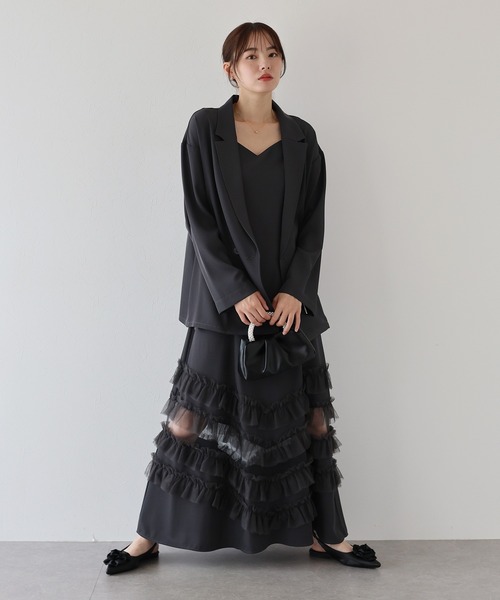 セール】フリルキャミワンピース×ジャケットセット結婚式 成人式