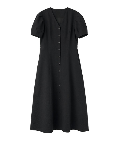 GENERAL IDEA(ジェネラルアイデア)の「GENERAL IDEA/ジェネラルアイディア v-neck puff long one-piece 半袖ロングワンピース(ワンピース・レディース・ブラック・S/L)」の3枚目の写真
