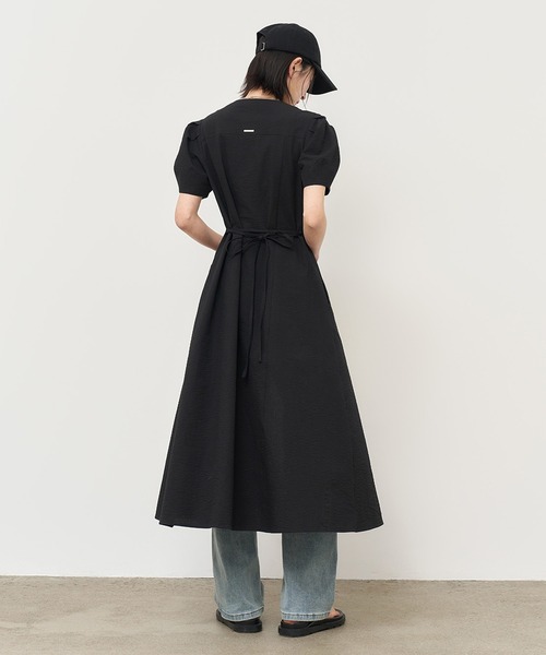 GENERAL IDEA(ジェネラルアイデア)の「GENERAL IDEA/ジェネラルアイディア v-neck puff long one-piece 半袖ロングワンピース(ワンピース・レディース・ブラック・S/L)」の6枚目の写真