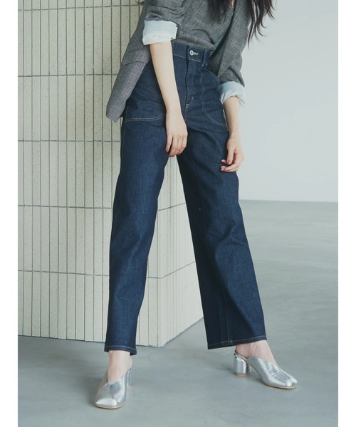 TONAL(トーナル)の「【SOMETHING】LISA LACE UP WIDE(デニムパンツ・レディース・ネイビー/インディゴブルー・MEDIUM/SMALL)」の1枚目の写真