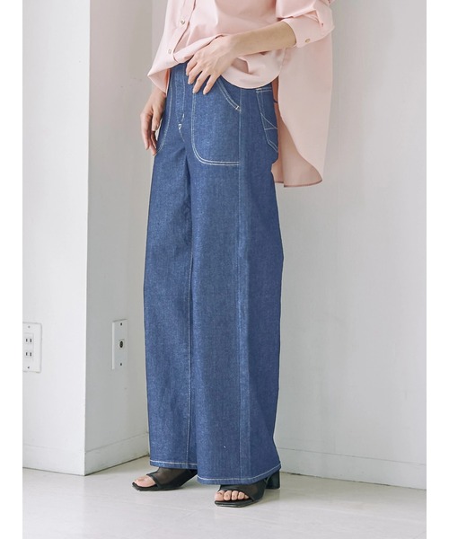 TONAL(トーナル)の「【SOMETHING】LISA LACE UP WIDE(デニムパンツ・レディース・ネイビー/インディゴブルー・MEDIUM/SMALL)」の2枚目の写真
