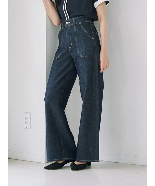 TONAL(トーナル)の「【SOMETHING】LISA LACE UP WIDE(デニムパンツ・レディース・ネイビー/インディゴブルー・MEDIUM/SMALL)」の4枚目の写真