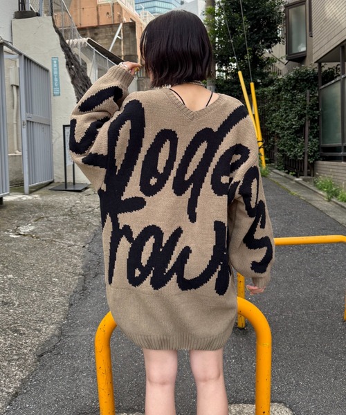 RODEO CROWNS WIDE BOWL（ロデオクラウンズワイドボウル）の「ロゴ2WAYモールニットワンピース（ワンピース・レディース・ブラック/アイボリー/カーキ/ライトピンク・FREE）」の4枚目の写真