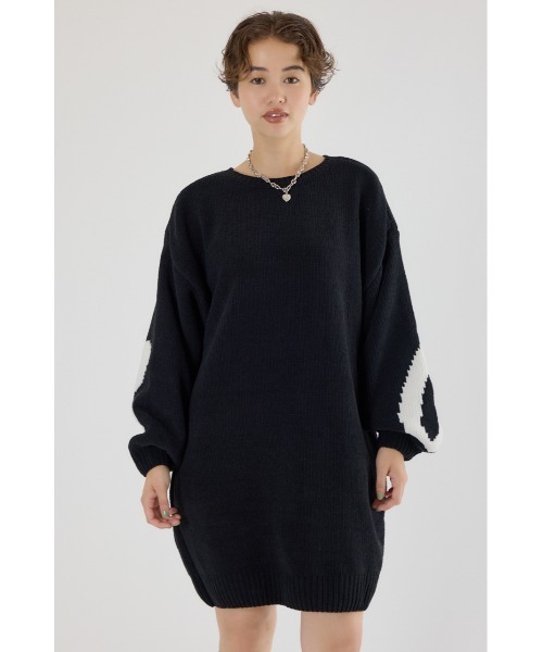 RODEO CROWNS WIDE BOWL（ロデオクラウンズワイドボウル）の「ロゴ2WAYモールニットワンピース（ワンピース・レディース・ブラック/アイボリー/カーキ/ライトピンク・FREE）」の6枚目の写真