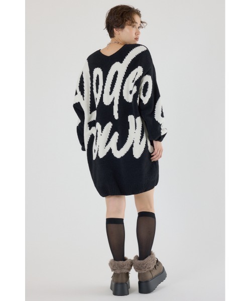 RODEO CROWNS WIDE BOWL（ロデオクラウンズワイドボウル）の「ロゴ2WAYモールニットワンピース（ワンピース・レディース・ブラック/アイボリー/カーキ/ライトピンク・FREE）」の11枚目の写真