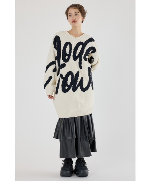 RODEO CROWNS WIDE BOWL（ロデオクラウンズワイドボウル）の「ロゴ2WAYモールニットワンピース（ワンピース・レディース・ブラック/アイボリー/カーキ/ライトピンク・FREE）」の15枚目の写真