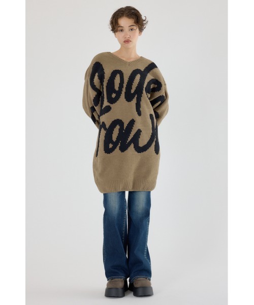 RODEO CROWNS WIDE BOWL（ロデオクラウンズワイドボウル）の「ロゴ2WAYモールニットワンピース（ワンピース・レディース・ブラック/アイボリー/カーキ/ライトピンク・FREE）」の22枚目の写真