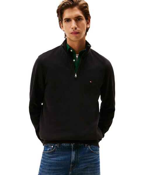 TOMMY HILFIGER(トミーヒルフィガー)の「ギフティングフレンチリブ1/4ジッププルオーバー(スウェット・メンズ・オートミール/ブラック/グリーン/レッド/ホワイト・MEDIUM/SMALL/X-LARGE/LARGE)」の1枚目の写真