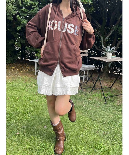 WC（ダブル シー）の「《大HIT中★新色追加》パッチワークロゴパーカー（パーカー・レディース・グレー/ブラウン/サックスブルー/ピンク・FREE）」の20枚目の写真