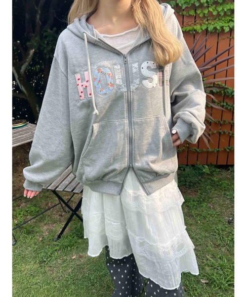 WC（ダブル シー）の「《大HIT中★新色追加》パッチワークロゴパーカー（パーカー・レディース・グレー/ブラウン/サックスブルー/ピンク・FREE）」の9枚目の写真