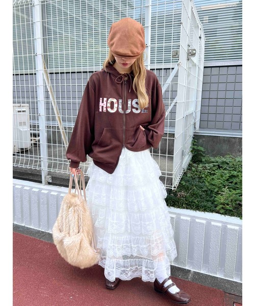 WC（ダブル シー）の「《大HIT中★新色追加》パッチワークロゴパーカー（パーカー・レディース・グレー/ブラウン/サックスブルー/ピンク・FREE）」の13枚目の写真