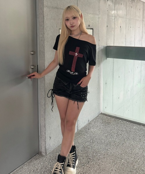 KsG（ケーエスジー）の「hem waist denim short pants（デニムパンツ・レディース・ブラック・LARGE/SMALL/MEDIUM）」の8枚目の写真