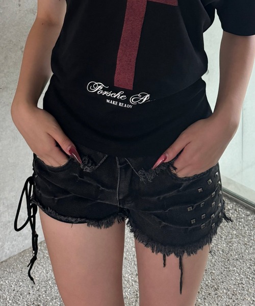 KsG（ケーエスジー）の「hem waist denim short pants（デニムパンツ・レディース・ブラック・LARGE/SMALL/MEDIUM）」の12枚目の写真