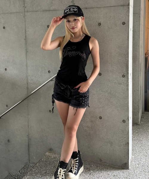 KsG（ケーエスジー）の「hem waist denim short pants（デニムパンツ・レディース・ブラック・LARGE/SMALL/MEDIUM）」の10枚目の写真