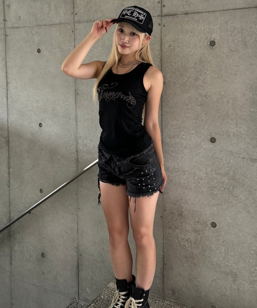 KsG（ケーエスジー）の「hem waist denim short pants（デニムパンツ・レディース・ブラック・LARGE/SMALL/MEDIUM）」の11枚目の写真
