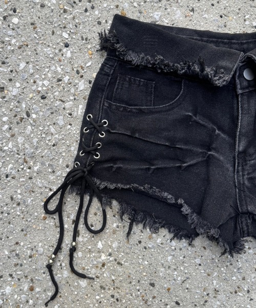 KsG（ケーエスジー）の「hem waist denim short pants（デニムパンツ・レディース・ブラック・LARGE/SMALL/MEDIUM）」の14枚目の写真