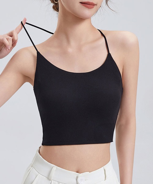 Lace Ladies(レースレディース)の「バック T字ストラップ カップ付き デザイン キャミソール(キャミソール・レディース・ベージュ/ブラック/ホワイト・M/L/XL)」の7枚目の写真