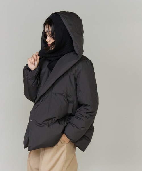 セール】ショールカラーフードダウンコート「ショート丈」（ダウン