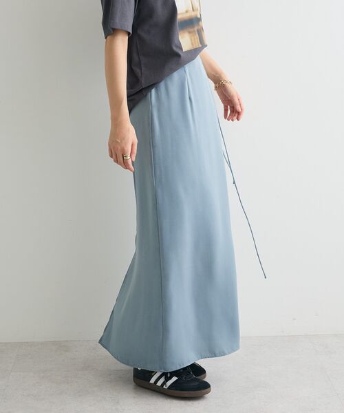 CRAFT STANDARD BOUTIQUE(クラフトスタンダードブティック)の「ダルサテンIラインスカート(スカート・レディース・ブルーグリーン/アイボリー/ブラウン・FREE)」の12枚目の写真