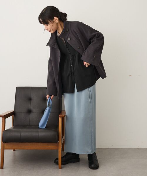 CRAFT STANDARD BOUTIQUE(クラフトスタンダードブティック)の「ダルサテンIラインスカート(スカート・レディース・ブルーグリーン/アイボリー/ブラウン・FREE)」の15枚目の写真