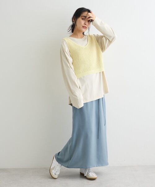 CRAFT STANDARD BOUTIQUE(クラフトスタンダードブティック)の「ダルサテンIラインスカート(スカート・レディース・ブルーグリーン/アイボリー/ブラウン・FREE)」の21枚目の写真