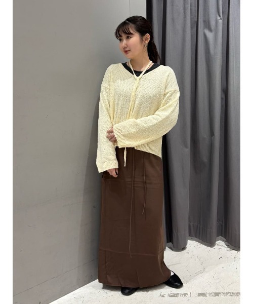 CRAFT STANDARD BOUTIQUE(クラフトスタンダードブティック)の「ダルサテンIラインスカート(スカート・レディース・ブルーグリーン/アイボリー/ブラウン・FREE)」の6枚目の写真