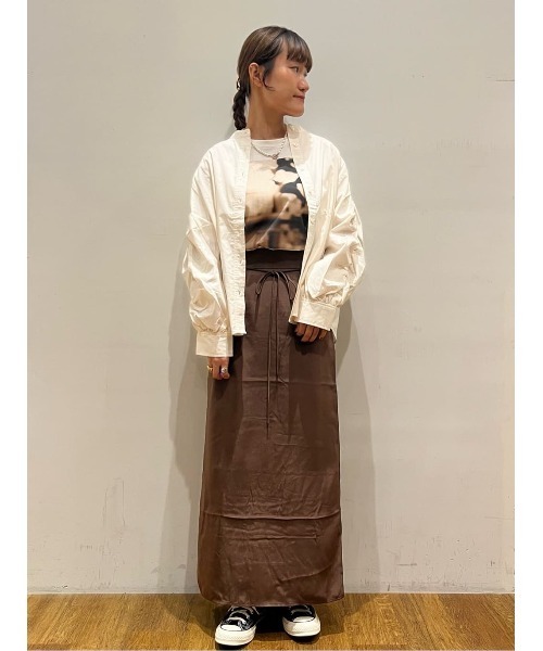 CRAFT STANDARD BOUTIQUE(クラフトスタンダードブティック)の「ダルサテンIラインスカート(スカート・レディース・ブルーグリーン/アイボリー/ブラウン・FREE)」の9枚目の写真