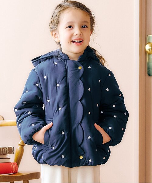 フランシュリッペFL5クマ刺繍ジップアップブルゾン青 バルキー スウェット ジップ ブルゾン